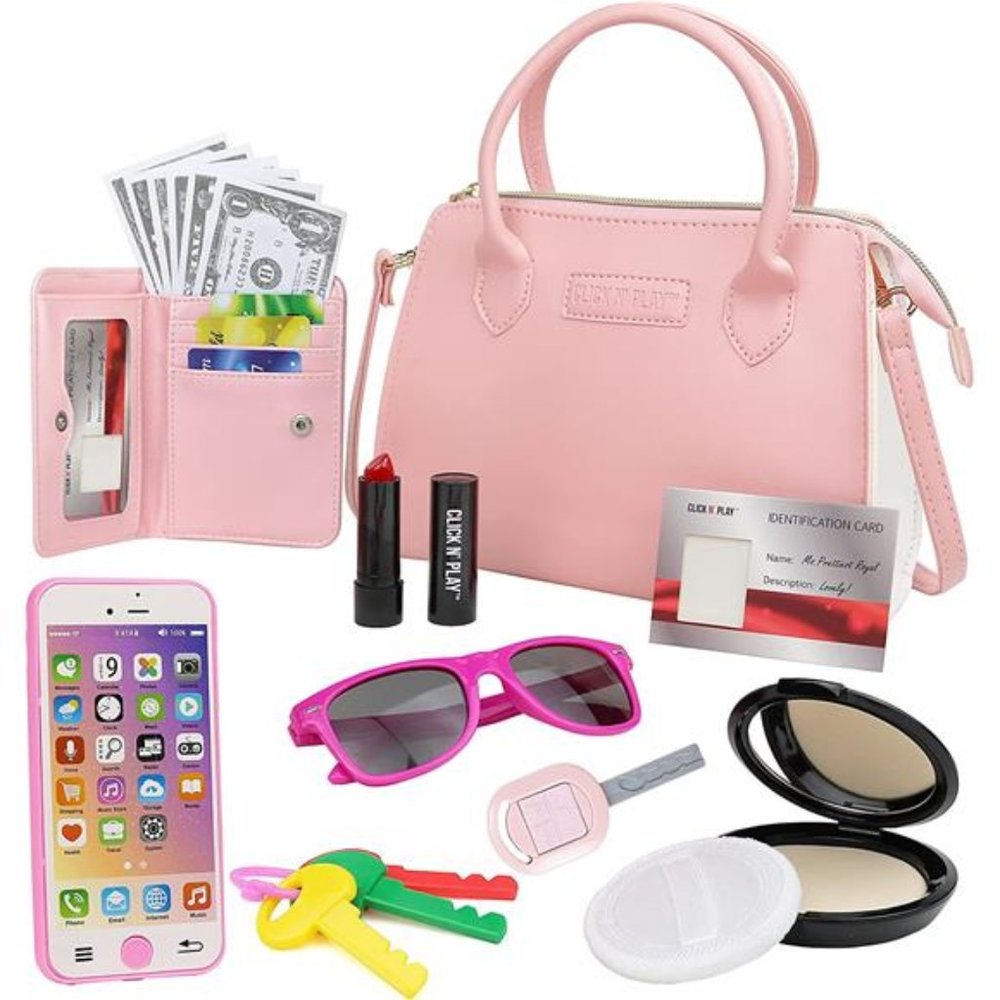 Little Girls Purse, Pretend Play Purse 20 Piece Set, Toys for Girls 3+